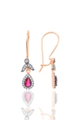 Gümüş rose kök yakut taşlı damla üçlü set  SGTL10988YAKUT - 4