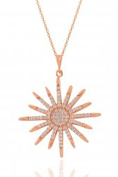 Gümüş rose zirkon taşlı sunlight kolye - 1