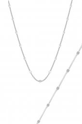 Gümüş rodyumlu pullu gurmet kolye bileklik seti thumbnail 1