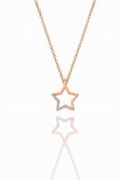 Gümüş rose içi boş yıldız modeli üçlü set thumbnail 2