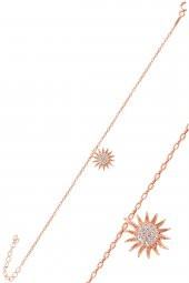 Gümüş rose zirkon taşlı güneş üçlü set - 3