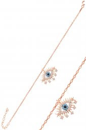 Gümüş rose zirkon taşlı lareyn bileklik - 1