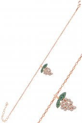 Gümüş rose zirkon taşlı üzüm bileklik - 1