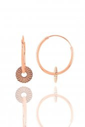 Gümüş rose papatya  halka küpe - 1