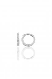 Gümüş rodyumlu zirkon taşlı 12 mm halka küpe - 1