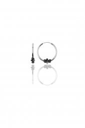 Gümüş 14 mm işlemeli halka küpe - 1