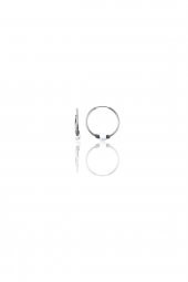 Gümüş 12 mm mini beyaz taşlı halka küpe - 1
