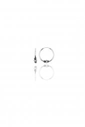 Gümüş 12 mm mini  işlemeli halka küpe - 1