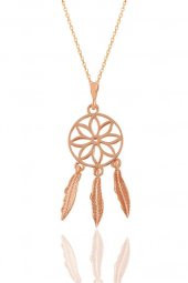 Gümüş rose mineli papatya kolye thumbnail 2