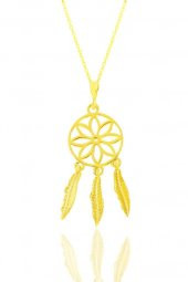 Gümüş altın yaldızlı düş kapanı kolye thumbnail 2