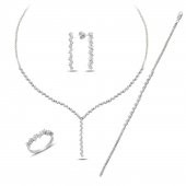 Gümüş beyaz altın rodyumlu pırlanta modeli zirkon taşlı sallantılı su yolu gümüş takım. thumbnail 5
