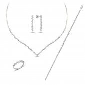 Gümüş beyaz altın rodyumlu pırlanta modeli zirkon taşlı su yolu gümüş takım. - 5