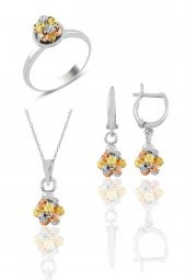 Gümüş altın yaldızlı, rodaj ve rose renkli dorissa dorica top üçlü set - 1