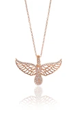 Gümüş rose zirkon taşlı kanat kolye ve küpe seti SGTL11410ROSE - 3