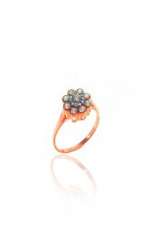 Gümüş rose zirkon taşlı elmas montürlü çiçek modeli set SGTL11461ROSE thumbnail 4