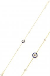 Gümüş altın yaldızlı zirkon taşlı nazar bileklik thumbnail 2