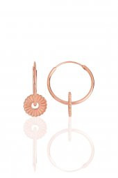 Gümüş rose papatya modeli halka küpe - 1