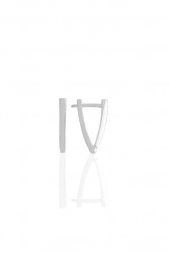 Gümüş rodyumlu 13 mm özel tasarım üçgen küpe thumbnail 2