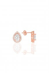 Gümüş rose zirkon taşlı damla modeli ikili set - 3