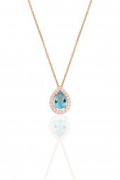 Gümüş rose akuamarin taşlı damla modeli ikili set thumbnail 2