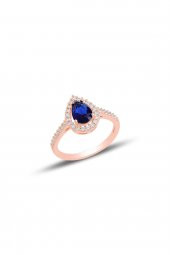 Gümüş rose safir taşlı damla modeli yüzük SGTL11514LACIVERT - 1