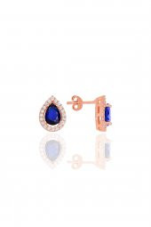 Gümüş rose safir taşlı damla modeli üçlü set SGTL11512LACIVERT - 4