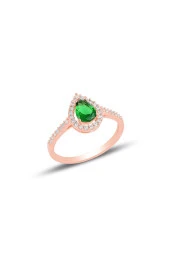 Gümüş rose kök zümrüt taşlı damla modeli üçlü set SGTL11512YESIL thumbnail 3