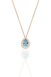 Gümüş rose akuamarin taşlı damla modeli üçlü set SGTL11512MAVI - 2