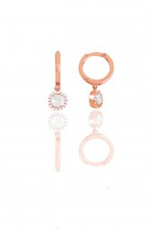Gümüş rose zirkon taşlı pırlanta montür küpe - 1