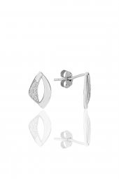 Gümüş rodyumlu zirkon taşlı küpe. - 1