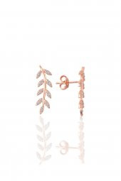 Gümüş rose zirkon taşlı yaprak  üçlü set thumbnail 4