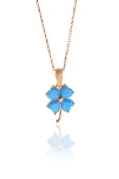 Gümüş rose turkuaz taşlı yonca modeli üçlü set SGTL10581TRKZ - 2