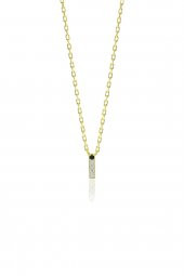 Gümüş  altın yaldızlı üç boyutlu minimal İ gümüş harf kolye - 1