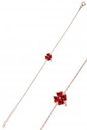 Gümüş rose lal  renkli yonca modeli üçlü set - 3