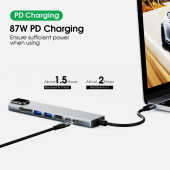 Macbook Pro Air Uyumlu 8 In 1 Type-C Çoğaltıcı Hub - 8