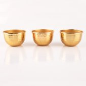 ÇAKIR 3 LÜ DEKORATİF METAL GOLD KASE ÇEREZLİK SOSLUK REÇELLİK İKRAMLIK LOKUMLUK 9X6 CM - 4