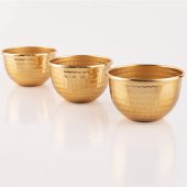 ÇAKIR 3 LÜ DEKORATİF METAL GOLD KASE ÇEREZLİK SOSLUK REÇELLİK İKRAMLIK LOKUMLUK 9X6 CM - 6