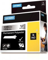 DYMO Rhino 18486 Polyester Şerit 12mmx5,5m Metalikgri/Siyah - 1
