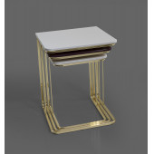Veys Sehpa Gold 3 Lü Amor Zigon Sehpa - Orta Sehpa - Yan Sehpa - 1