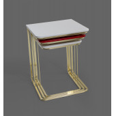 Veys Sehpa Gold 3 Lü Amor Zigon Sehpa - Orta Sehpa - Yan Sehpa - 2
