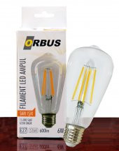 Orbus ORB-STM6W ST64 6W E27 Beyaz Cam Sarı Işık Dekoratif 540 Lm Led Ampul Ra80 220-240V-50Hz - 1