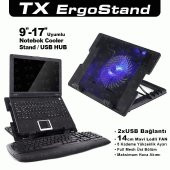 TX ACNBERGST  ErgoStand 14cm Led Fan'lı 5 KademeLİ 2xUsb 9"-17" Notebook Soğutucu-Stand - 1