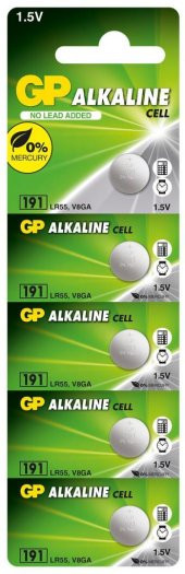 GP GP191-C5 LR55 Alkalin 1.5V Düğme Pil 5'li Paket - 1