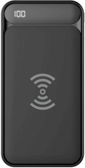 S-link IP-217W 10000mAh Powerbank 2 Usb Port Siyah Kablosuz LCD Ekranlı Taşınabilir Pil Şarj Cihazı thumbnail 1