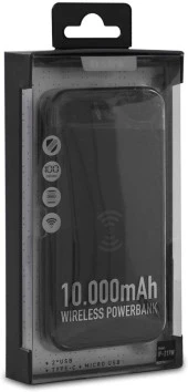 S-link IP-217W 10000mAh Powerbank 2 Usb Port Siyah Kablosuz LCD Ekranlı Taşınabilir Pil Şarj Cihazı thumbnail 3