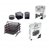 Gen-Of Metal Ofis Seti Siyah(Metal Evrak Rafı+3Lü Masa Seti) - 1