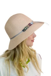 Çiçekli Kadın Hasır Şapka 1457 thumbnail 4