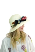 Çiçekli Hasır Kadın Şapka 3868 thumbnail 2