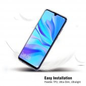 Huawei P30 Lite Kılıf Şeffaf Süper Silikon Kılıf + 6D Nano Cam - 6