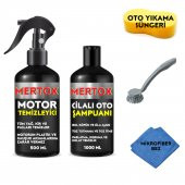 MERTOX ARAÇ ARABA OTOMOBİL OTO TEMİZLİK SETİ - MOTOR TEMİZLEYİCİ + CİLALI OTO ŞAMPUANI 2X500ML - 1